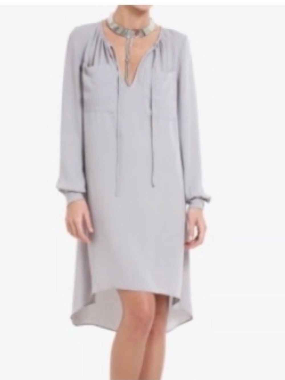 BCBGMAXAZRIA Opal Grey Darell Woven Shift Dress Size L